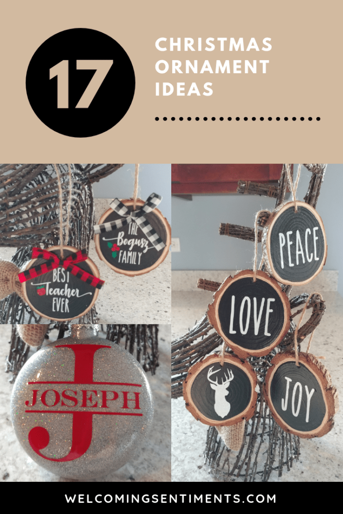 peace, love, joy, name, teacher, family ornament