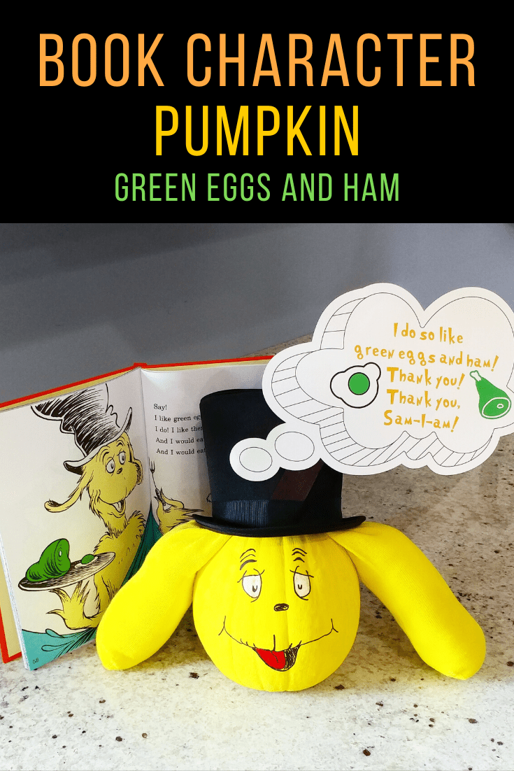 Dr. Seuss Green Eggs & Ham Story book character pumpkin.