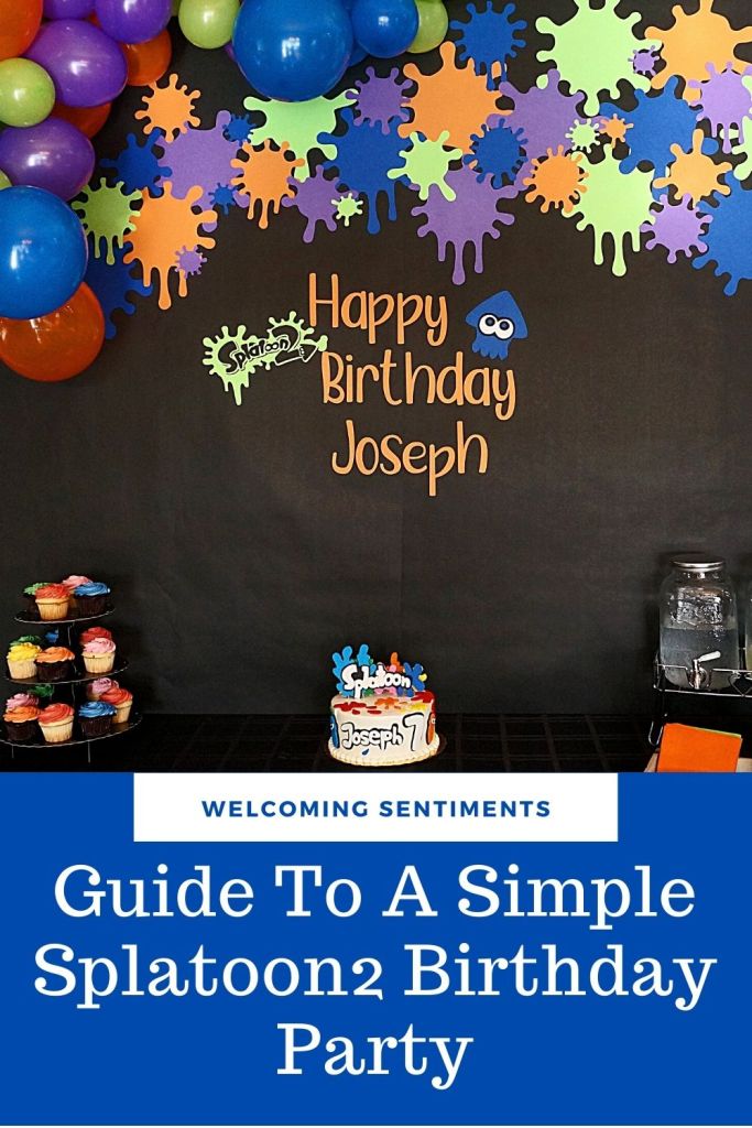 Splatoon2 birthday party cake table decoration