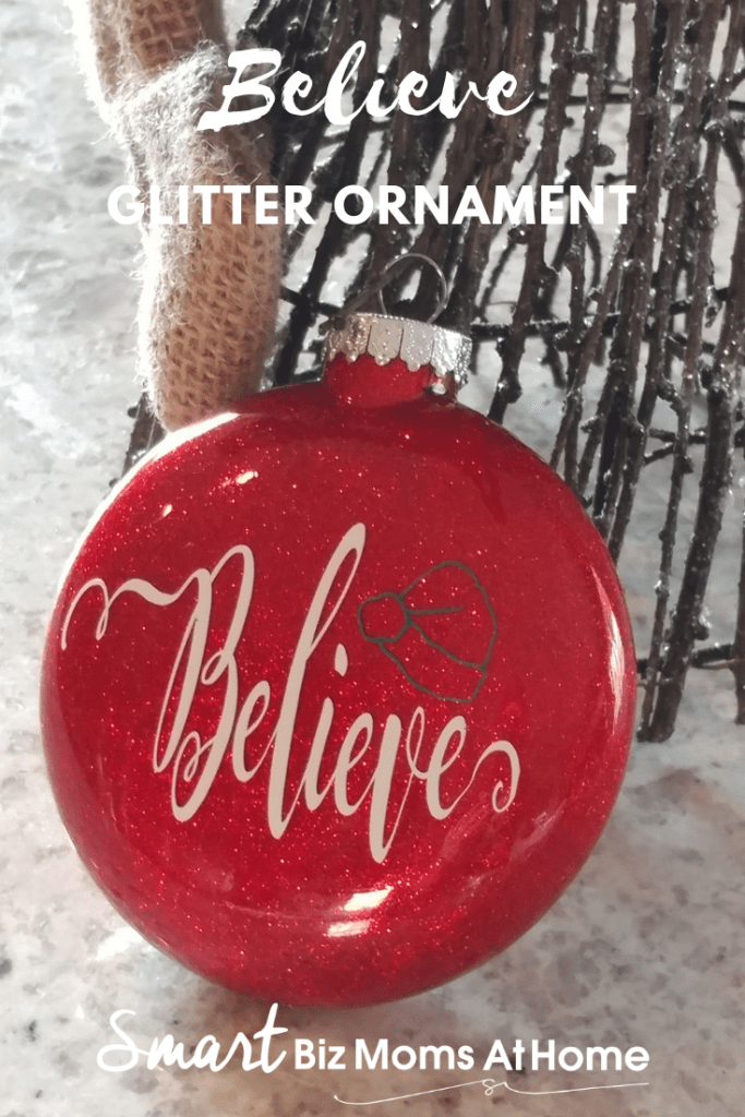 believe glitter ornament