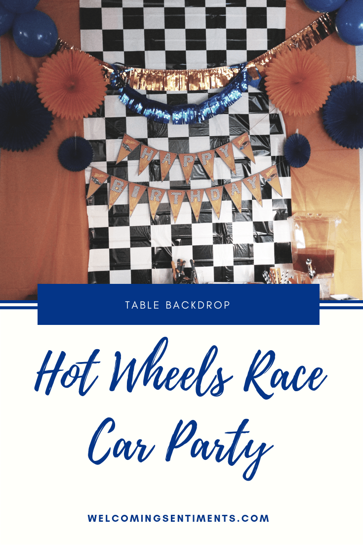 Hot Wheels Race Car Party table decoration backdrop