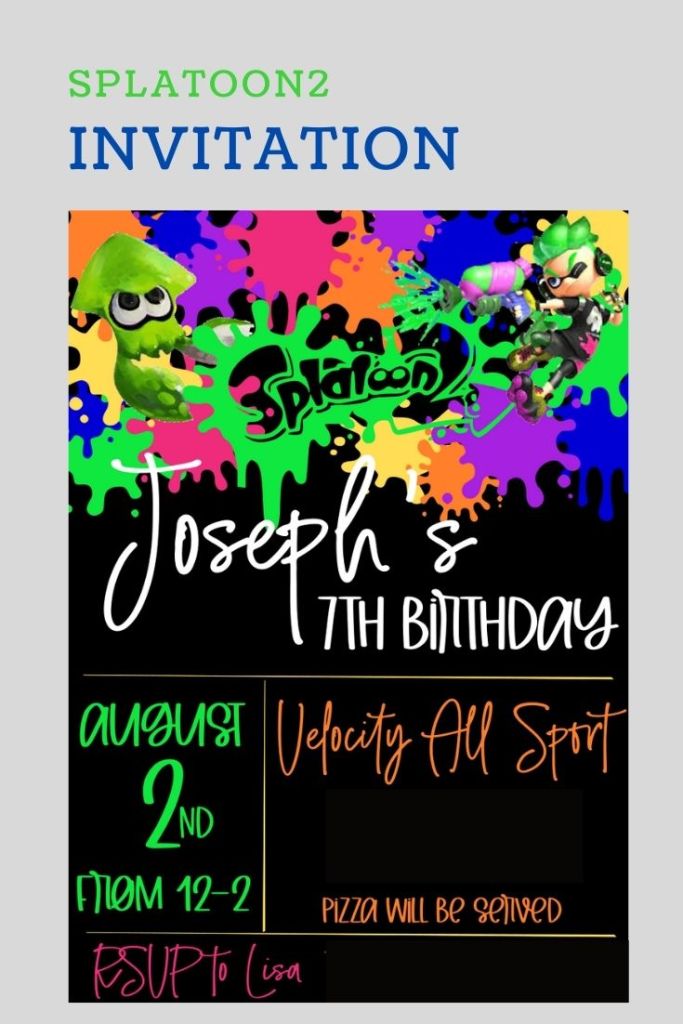 Splatoon2 birthday party invitation